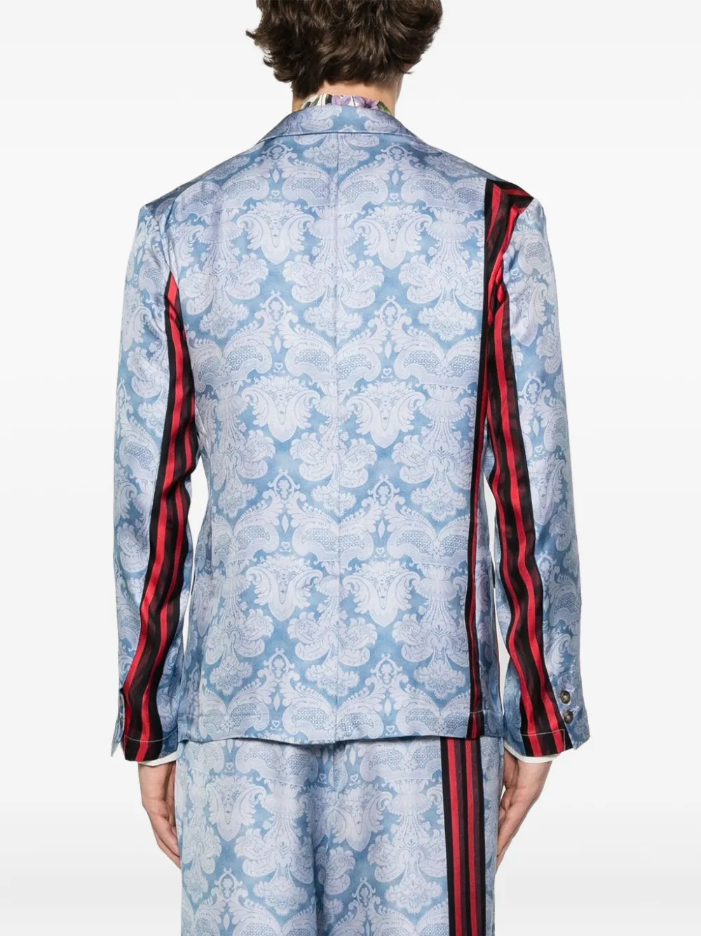 Pierre-louis Mascia Stripe-detail Paisley-print Jacket In Blue