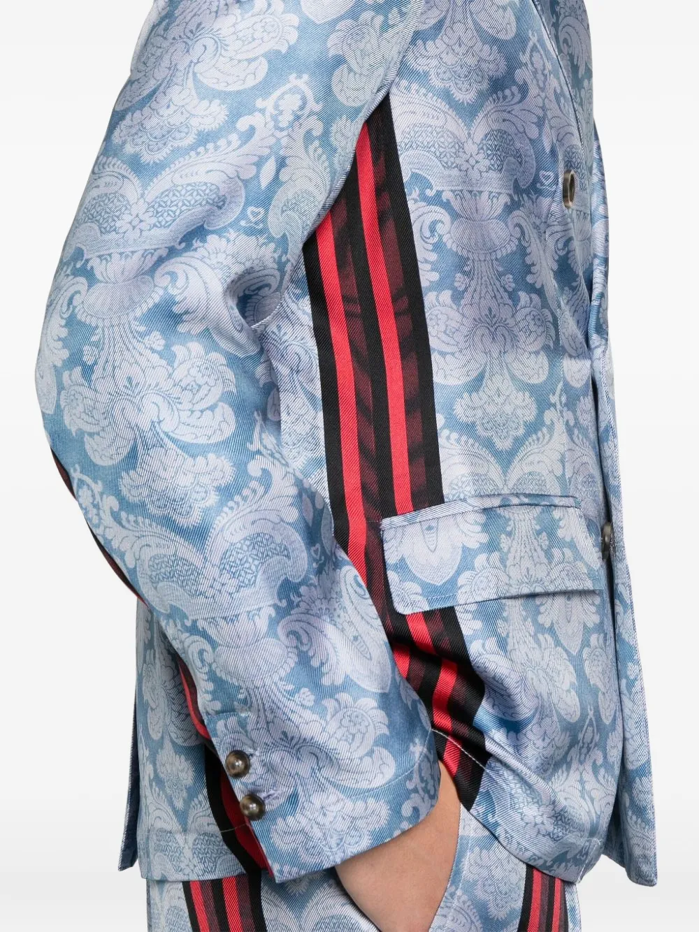 Pierre-louis Mascia Stripe-detail Paisley-print Jacket In Blue
