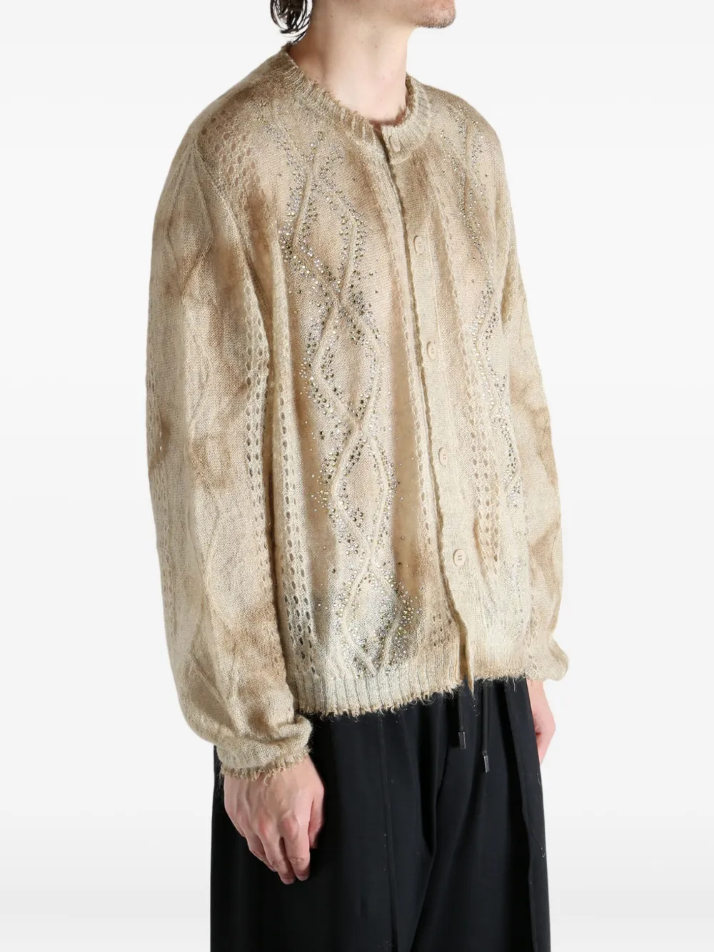 Magliano embellished cable-knit cardigan Beige