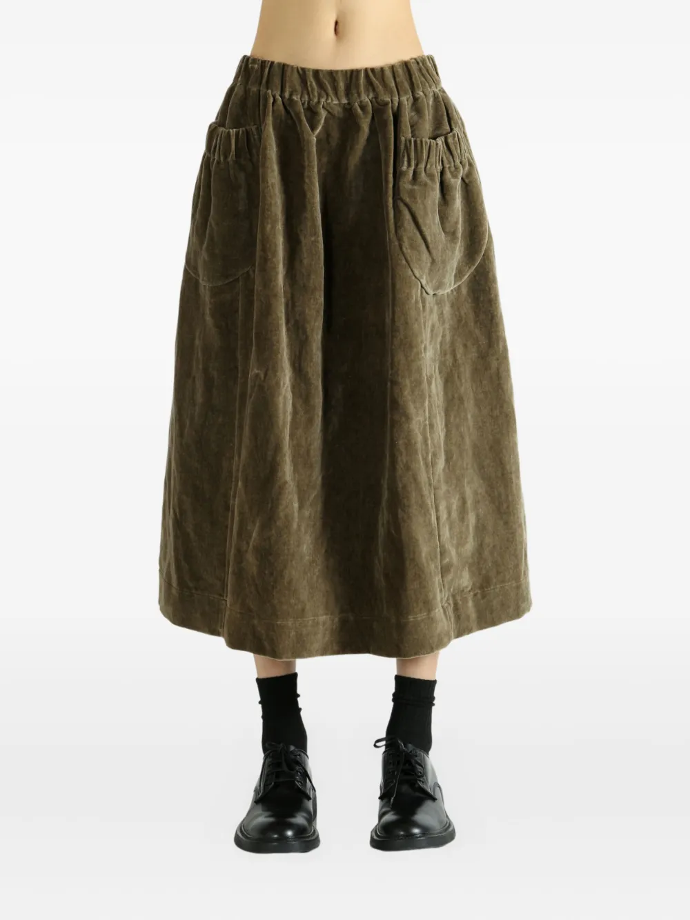 Casey Casey Ghost pocket-detail elastic-waist midi skirt - Groen