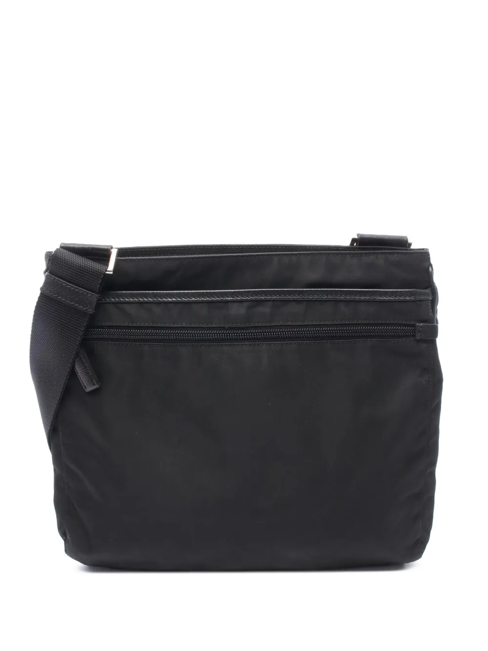 Prada Pre-Owned 2019-2025 サフィアーノトリム リナイロン ジップトップ ショルダーバッグ - ブラック Prada Pre-Owned 2019-2025 サフィアーノトリム リナイロン ジップトップ ショルダーバッグ - ブラック