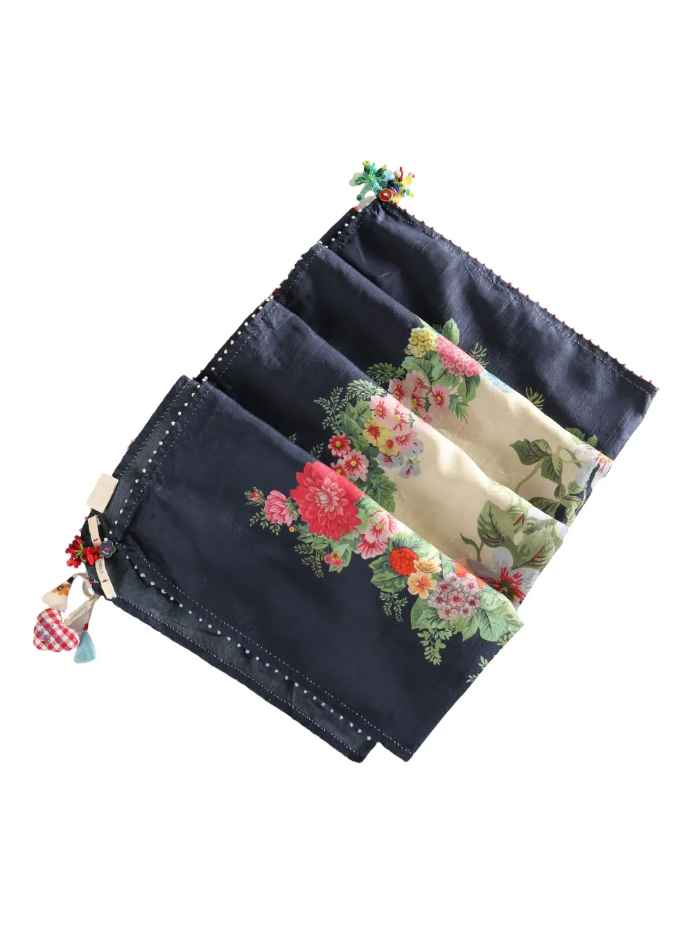Pero floral beaded scarf - Blauw