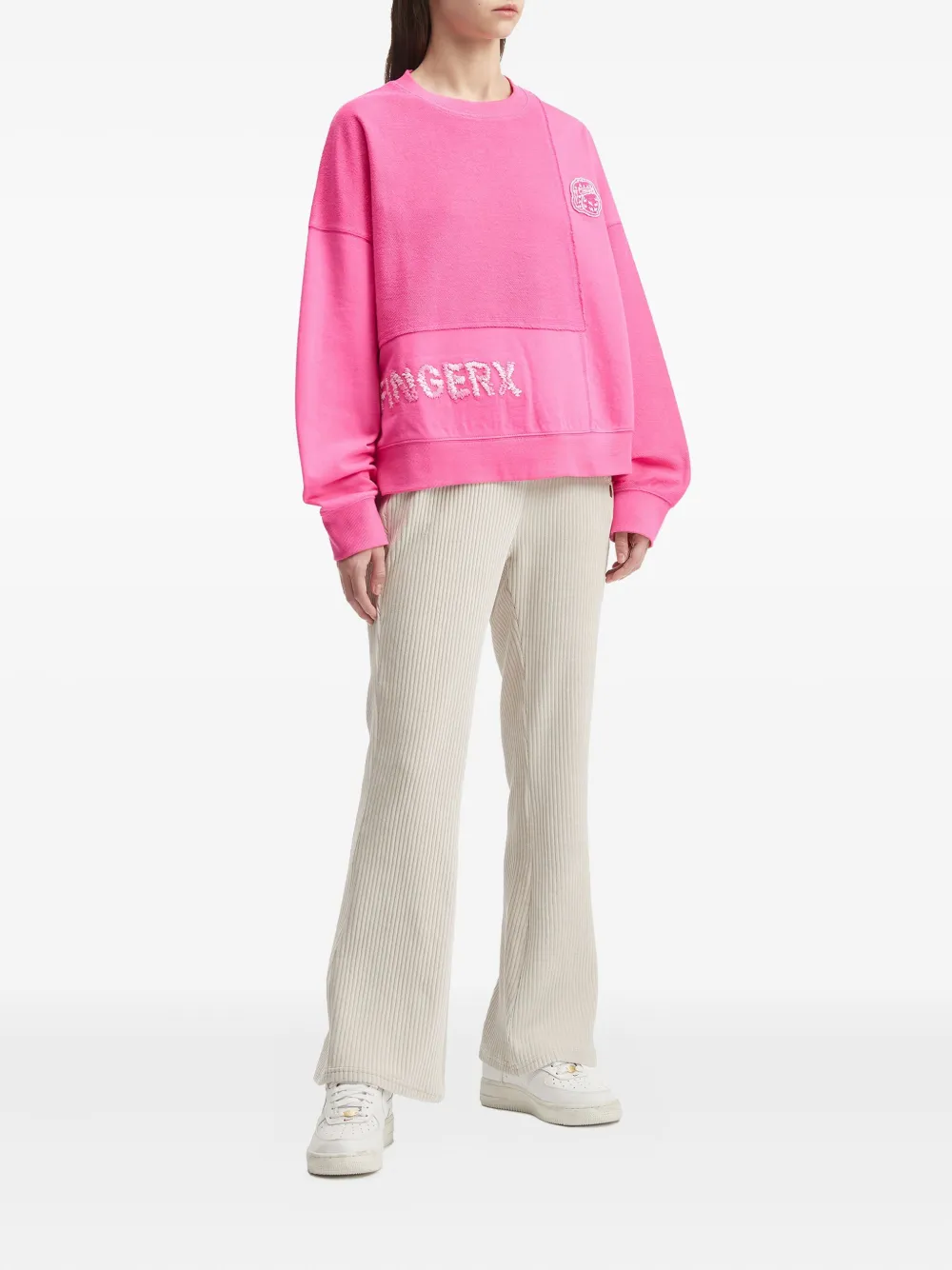 Fingercroxx Embroidered Panelled Sweatshirt In Pink