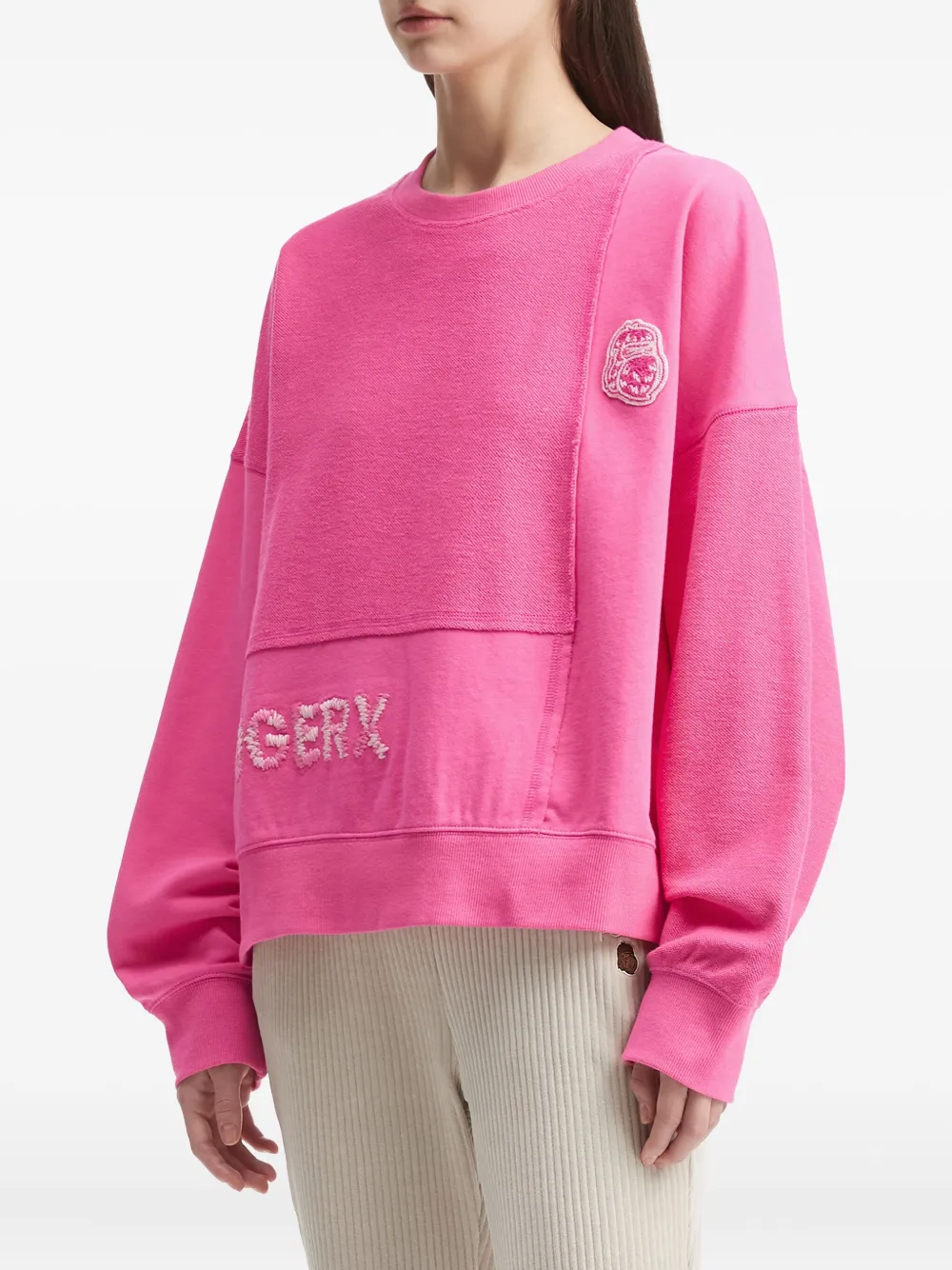 Fingercroxx Embroidered Panelled Sweatshirt In Pink