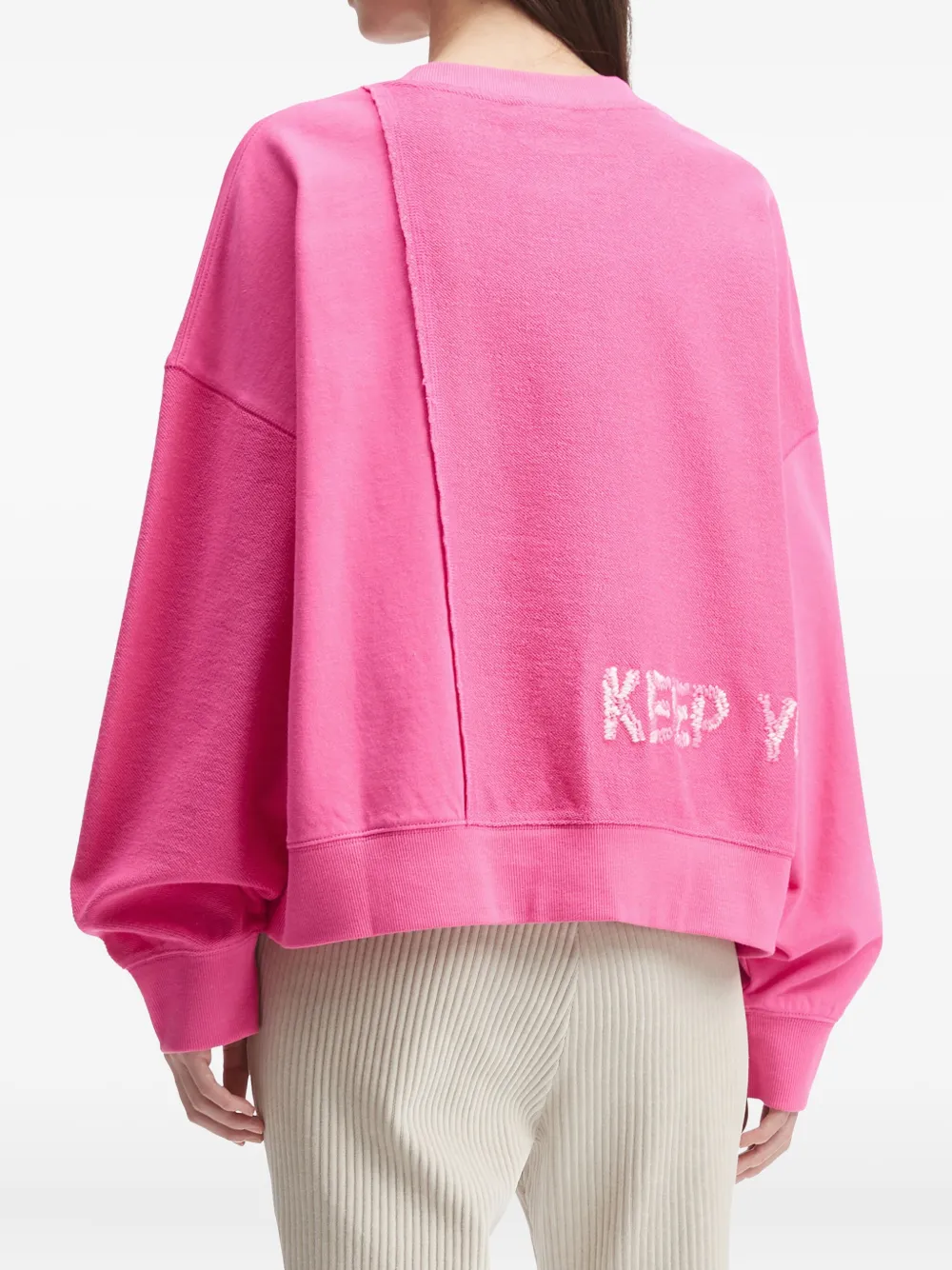 Fingercroxx Embroidered Panelled Sweatshirt In Pink