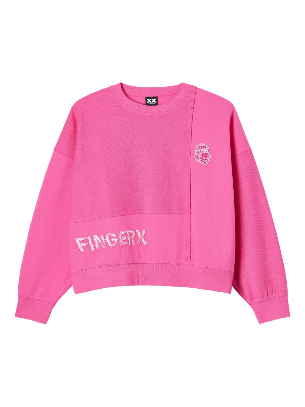 Fingercroxx Embroidered Panelled Sweatshirt In Pink