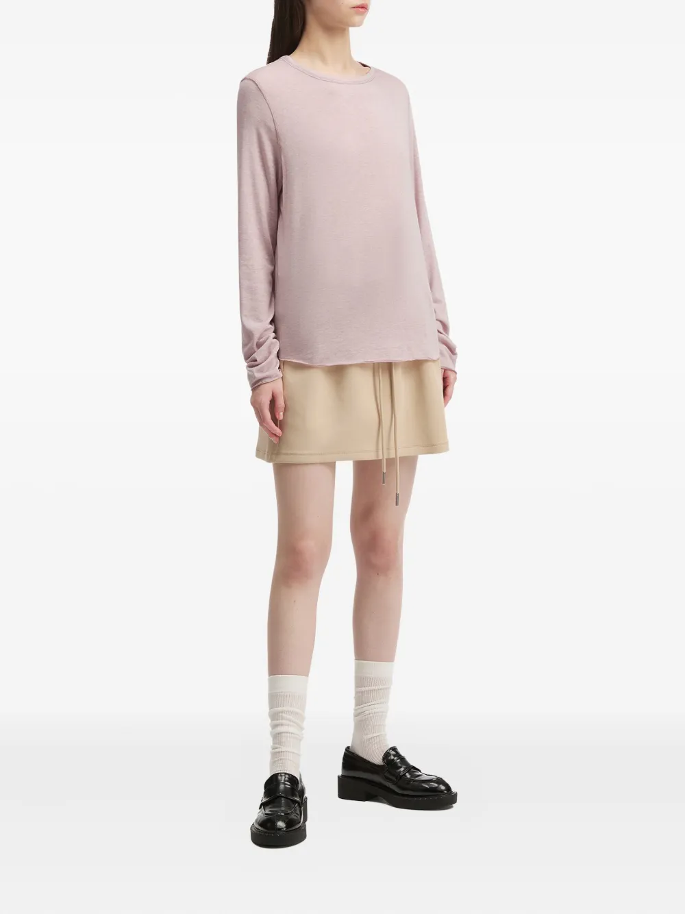 B+ab Raw-edge Long-sleeve T-shirt In Pink