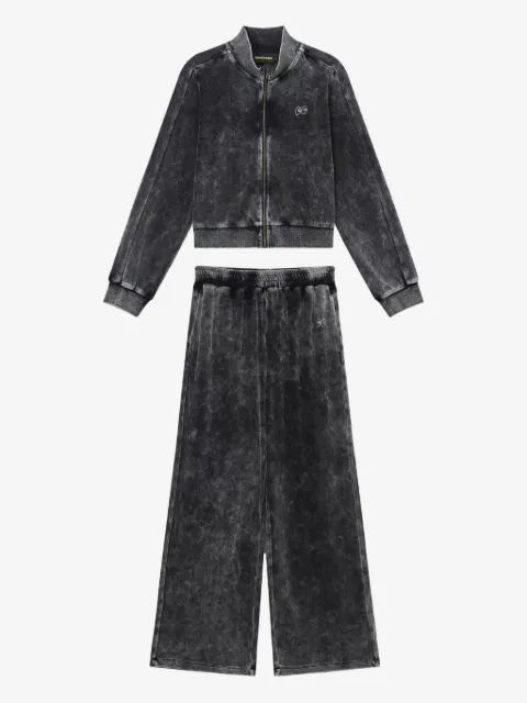 Mini Cream acid-washed effect tracksuit