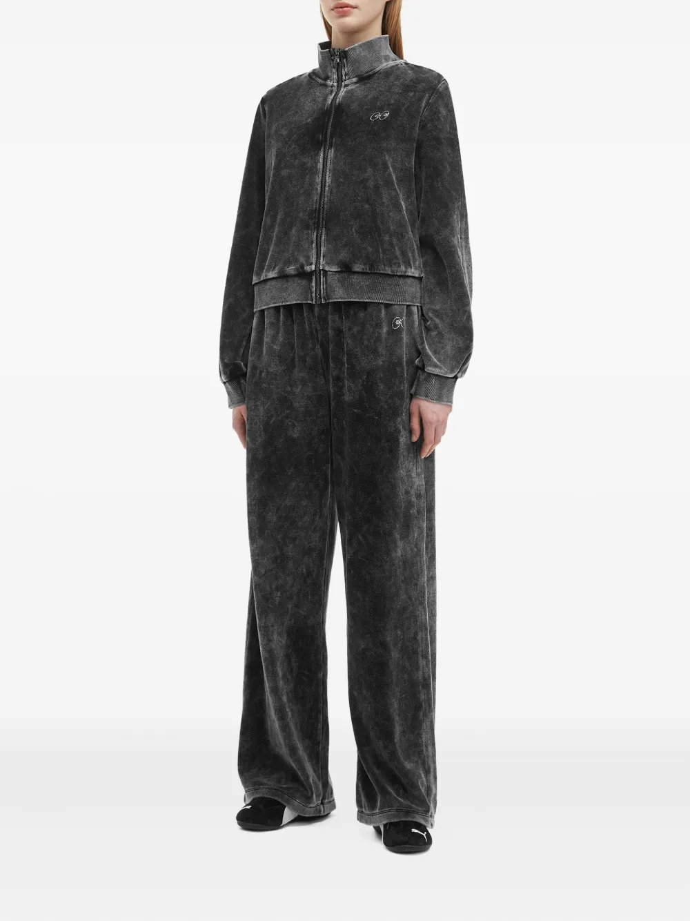 Mini Cream Trainingspak met acid-wassing effect Zwart