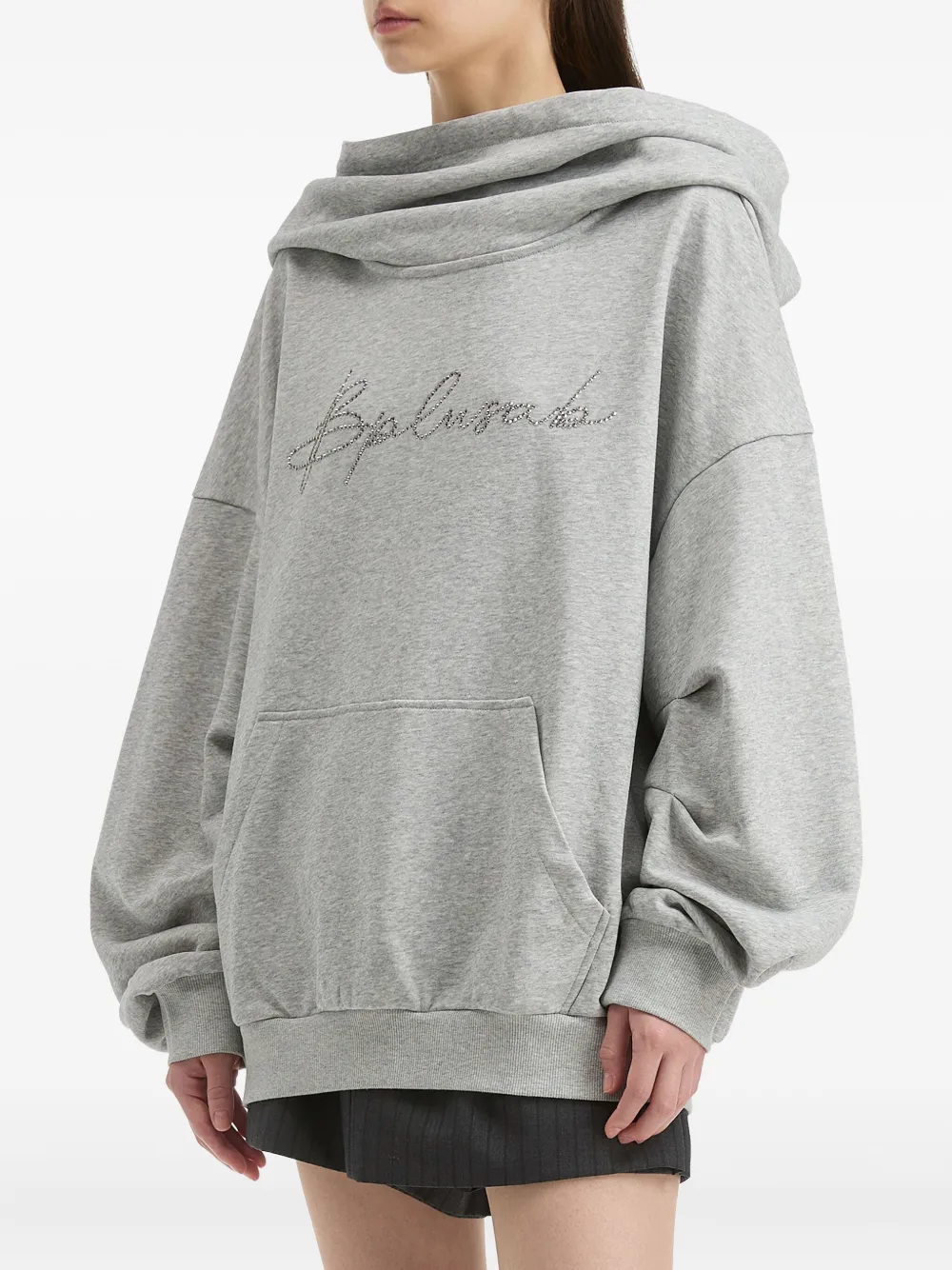 B+ab Embellished Cowl-neck Hoodie In Gray