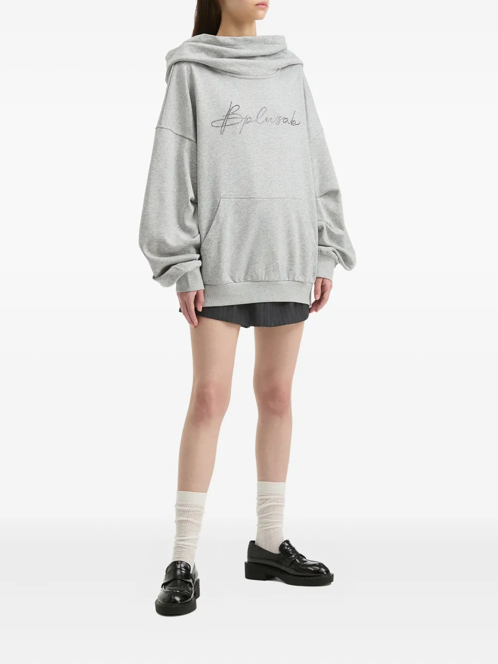 B+ab Verfraaide hoodie - Grijs