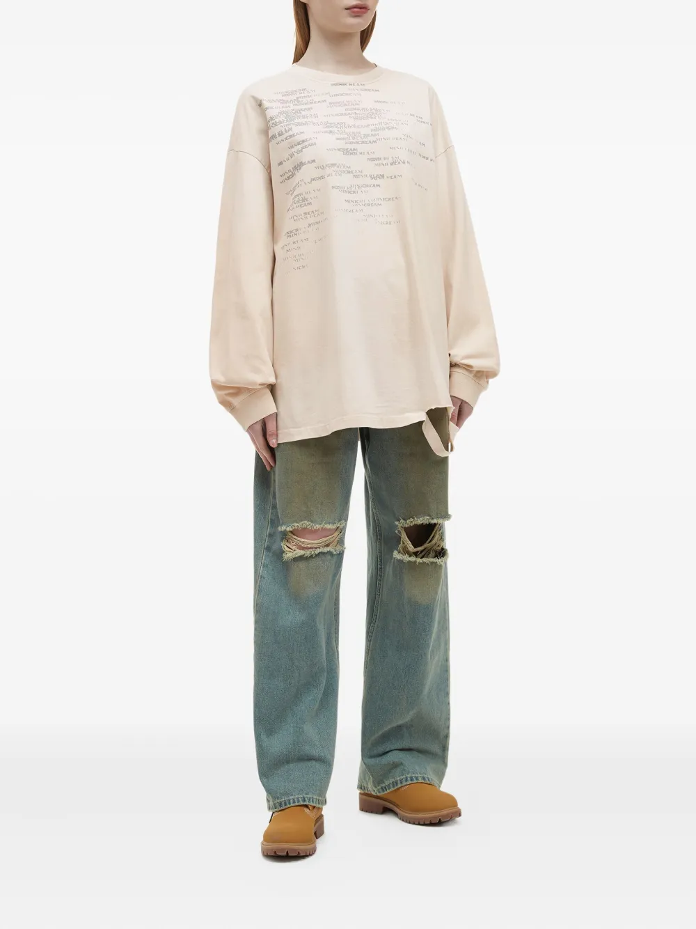  Mini Cream Logo Long-sleeve Top - Neutrals 