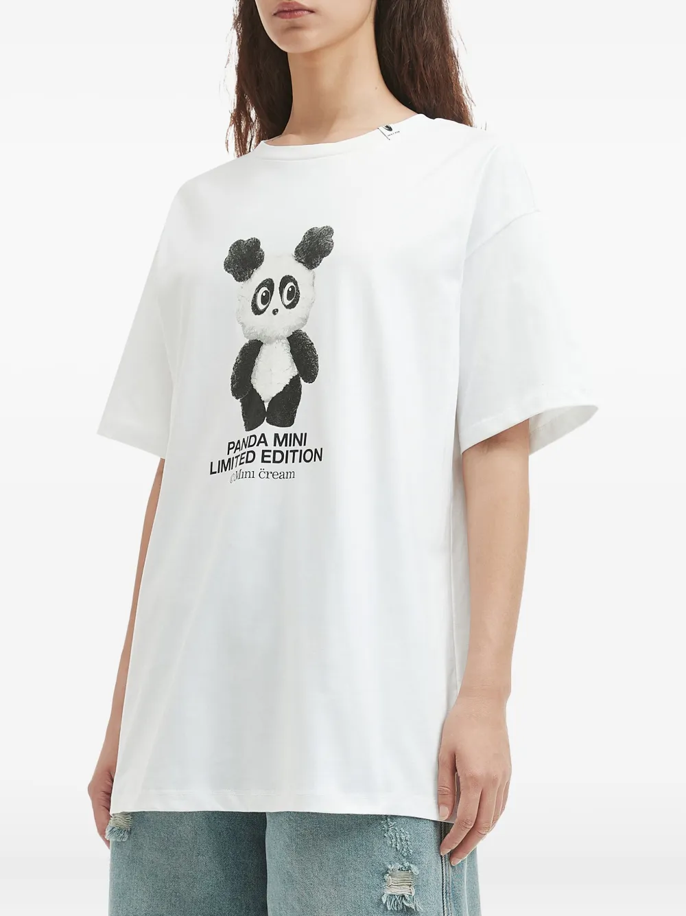  Mini Cream Panda Mini Graphic-print T-shirt - White 