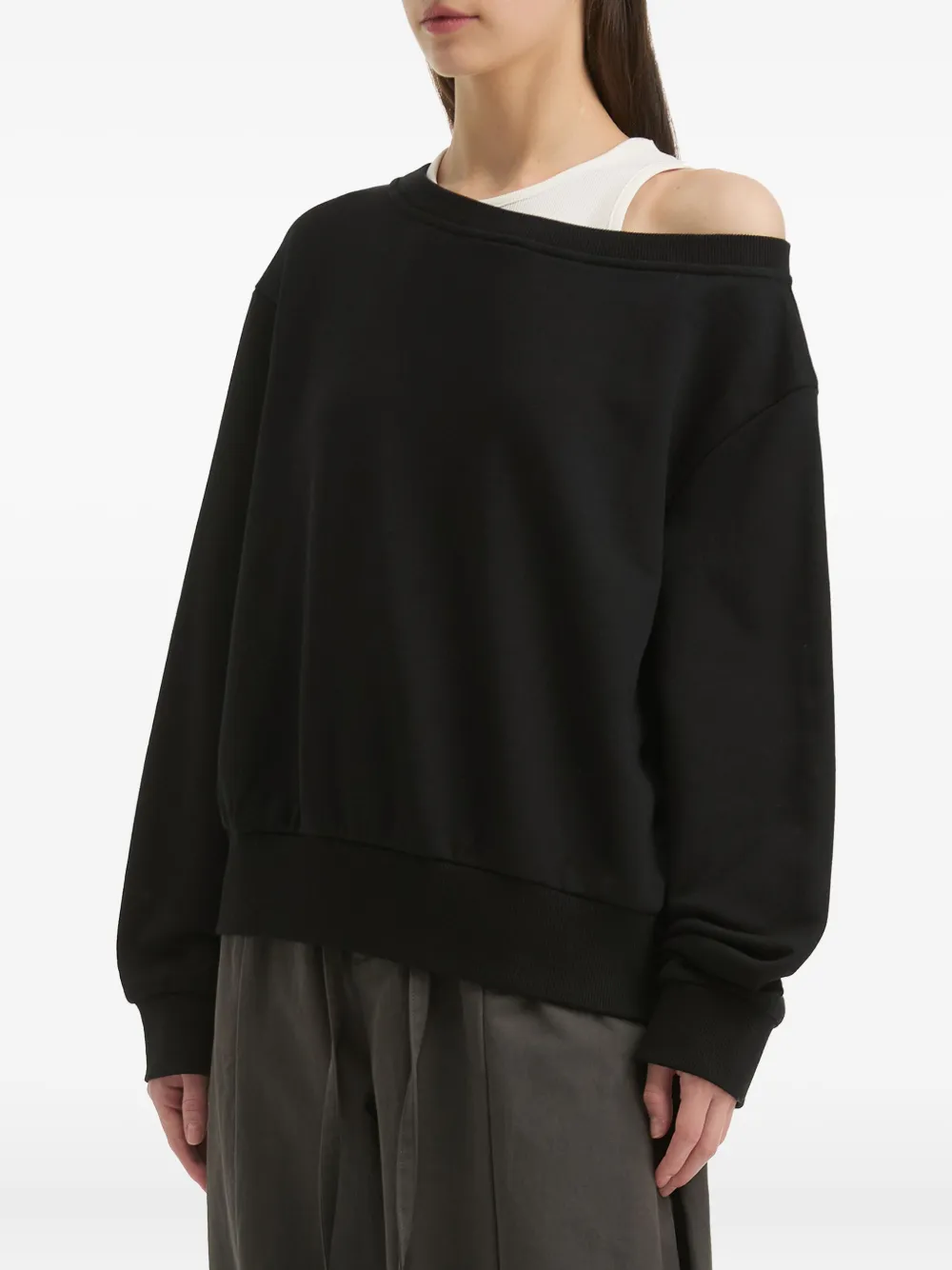 Tout A Coup Off-shoulder Sweatshirt (set Of Two) In Black