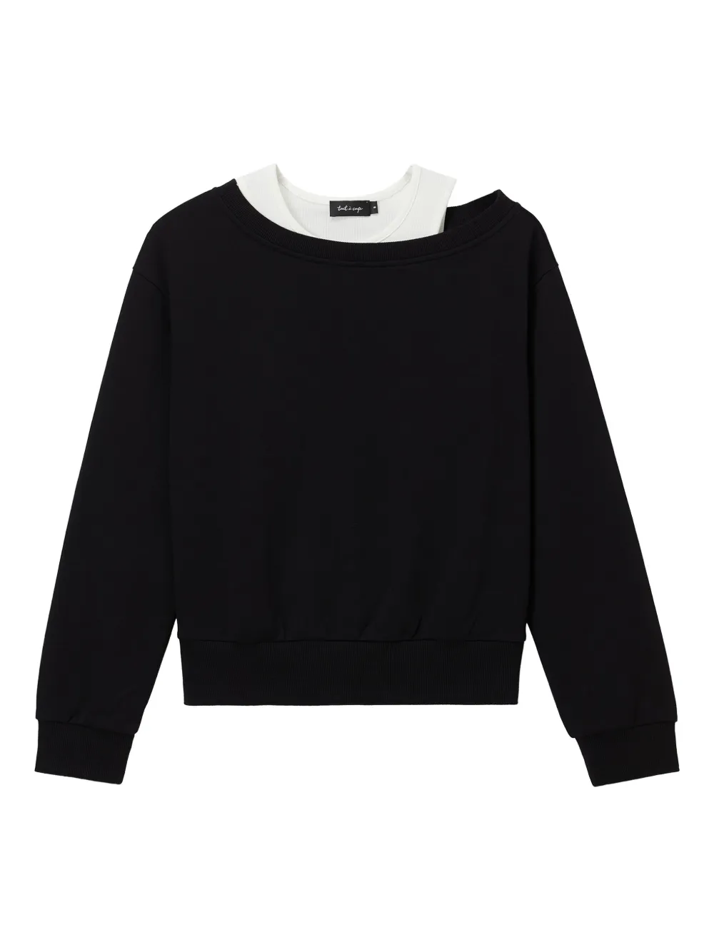 Tout A Coup Off-shoulder Sweatshirt (set Of Two) In Black