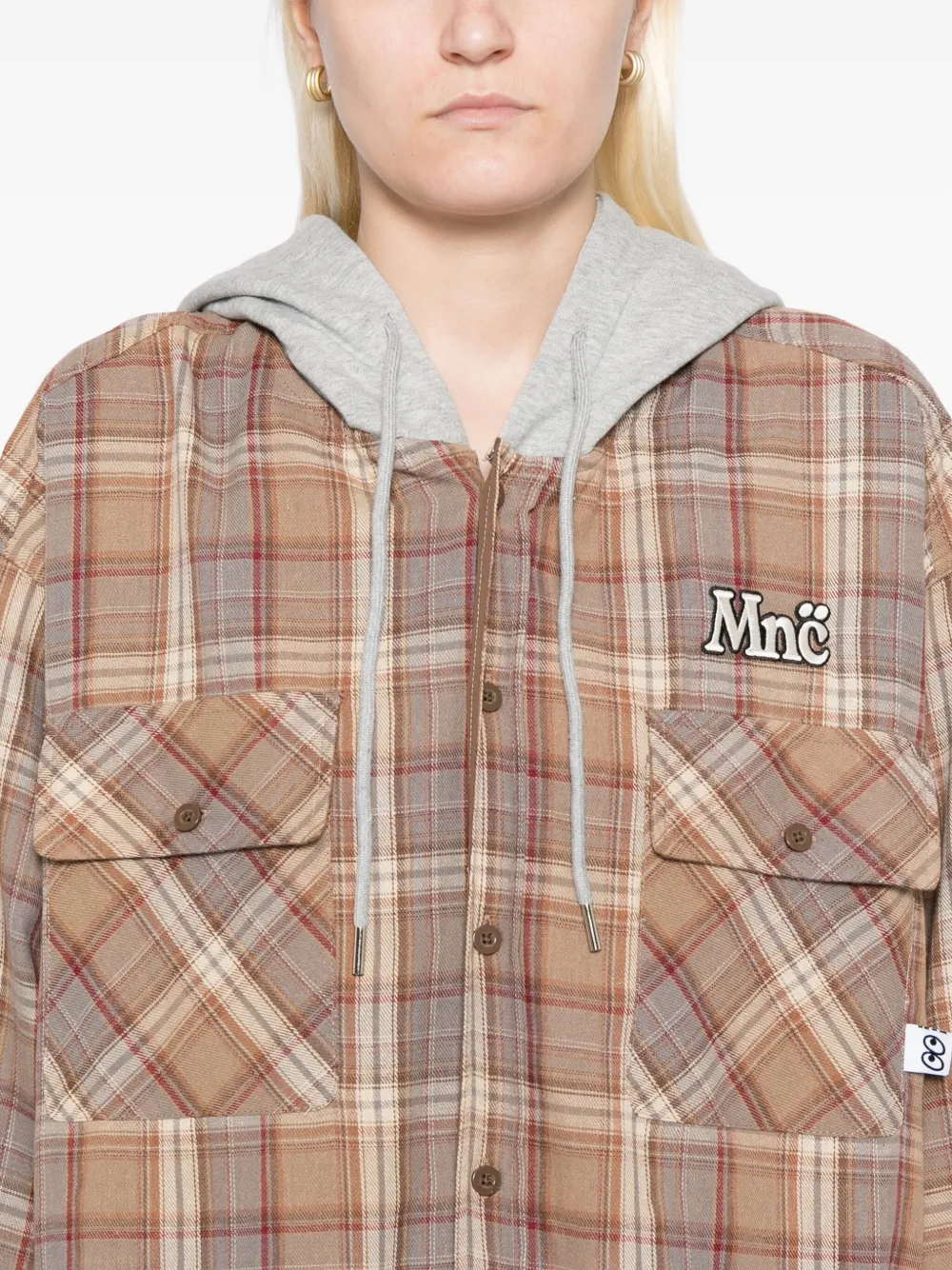 Mini Cream Jack met capuchon en geborduurd logo Bruin