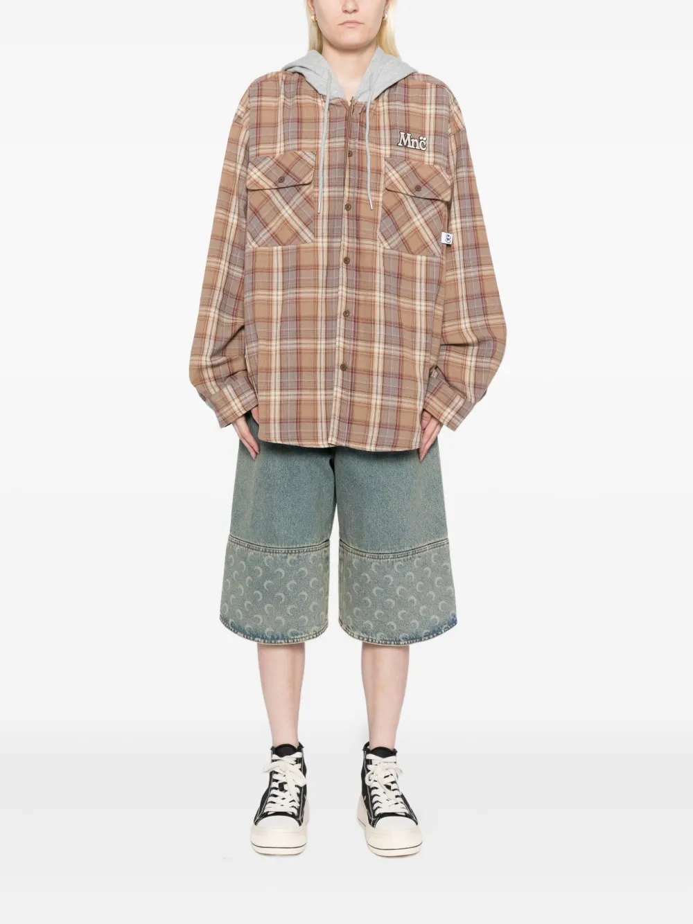 Mini Cream logo-embroidered hood jacket | Oversized Jackets | Image 2