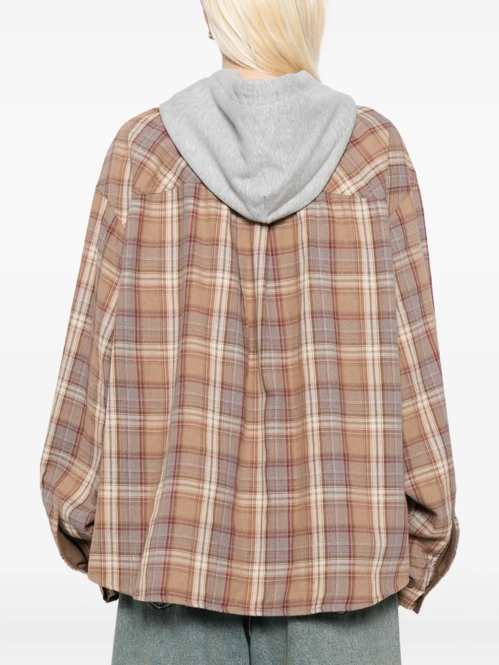 Mini Cream Jack met capuchon en geborduurd logo Bruin