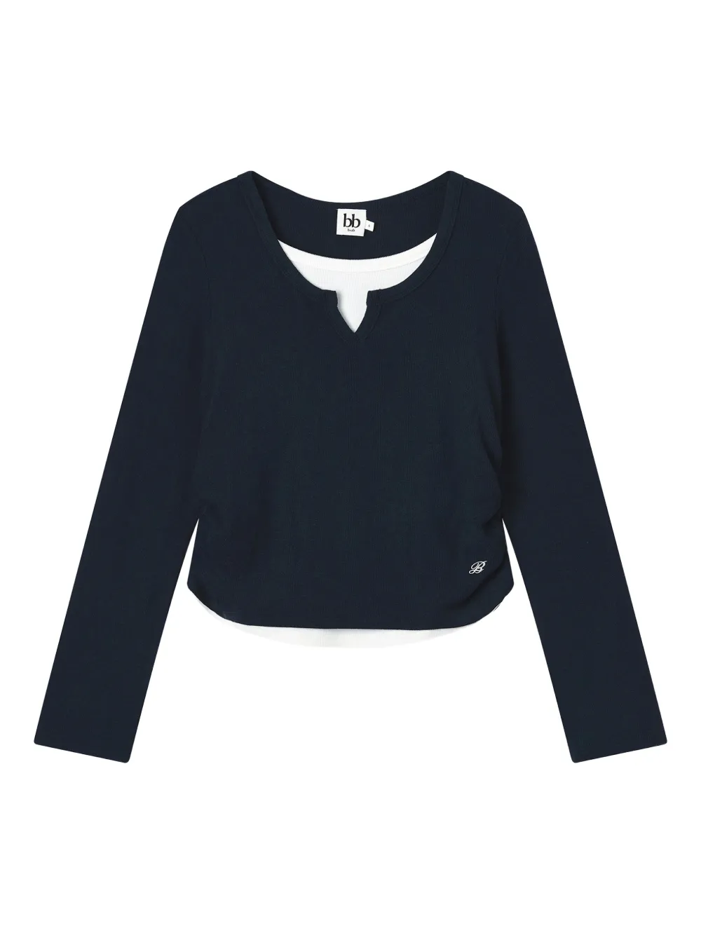 b+ab layered-detail side-ruched T-shirt | Blue | Image 1