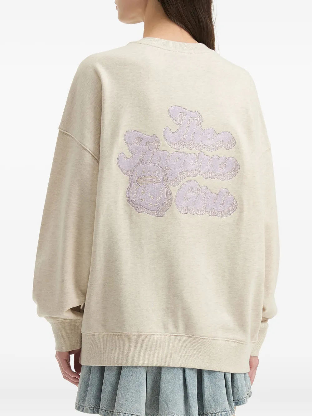 Fingercroxx Embroidered Crew-neck Sweatshirt In Neutral
