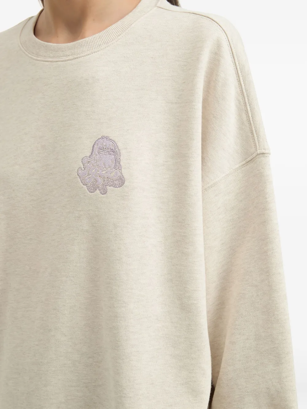 Fingercroxx Embroidered Crew-neck Sweatshirt In Neutral