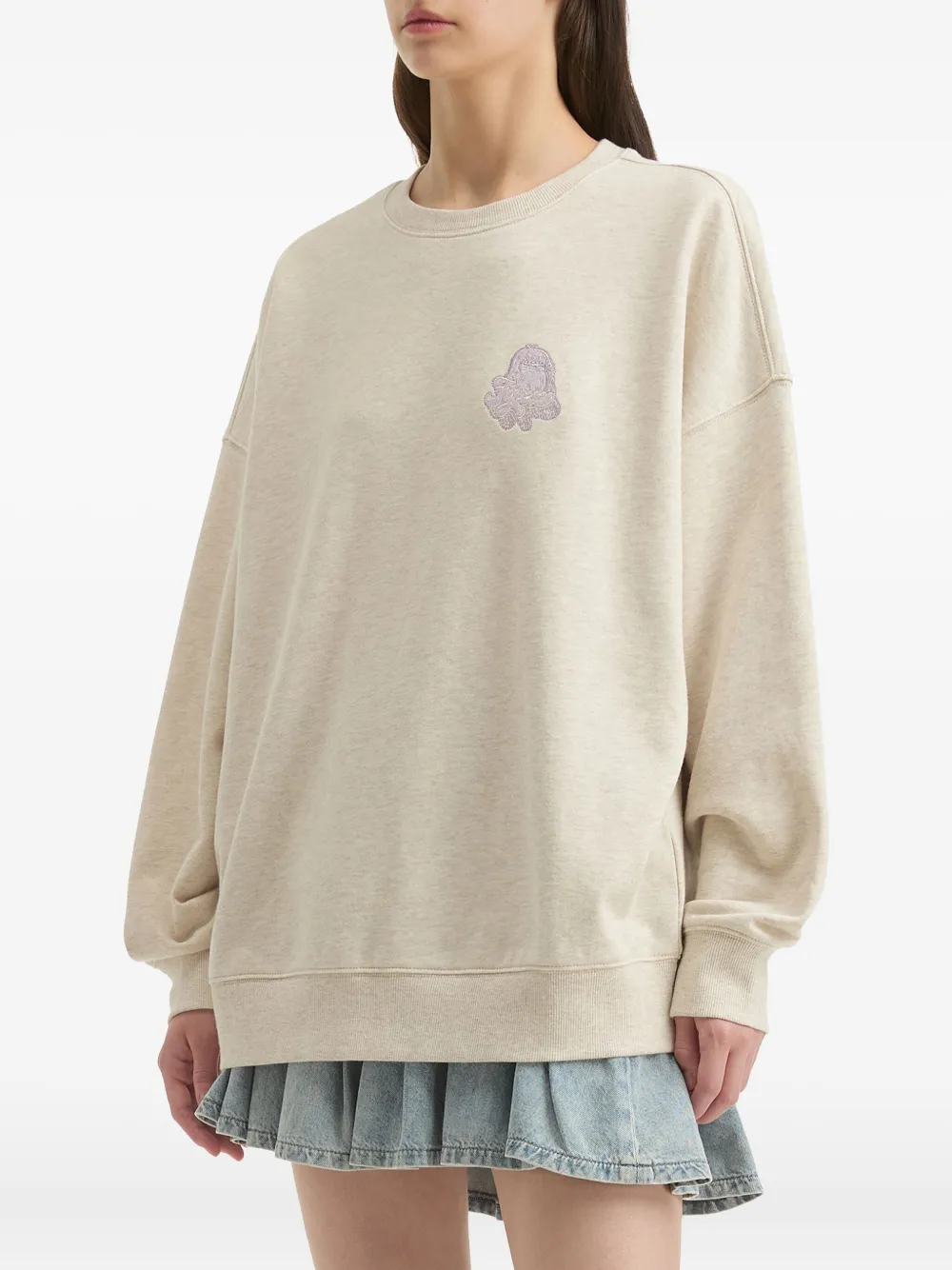 Fingercroxx Embroidered Crew-neck Sweatshirt In Neutral