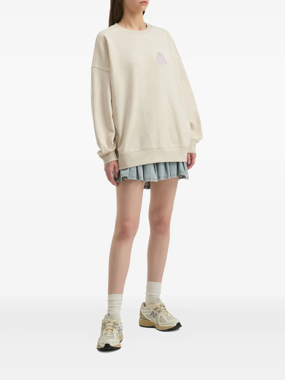 Fingercroxx Embroidered Crew-neck Sweatshirt In Neutral