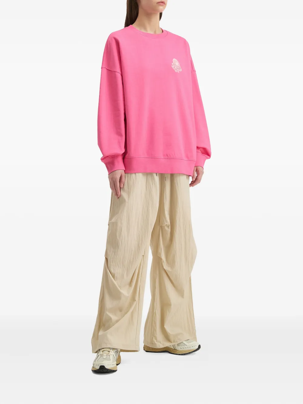 Fingercroxx Crew-neck Long-sleeve Sweatshirt In Pink