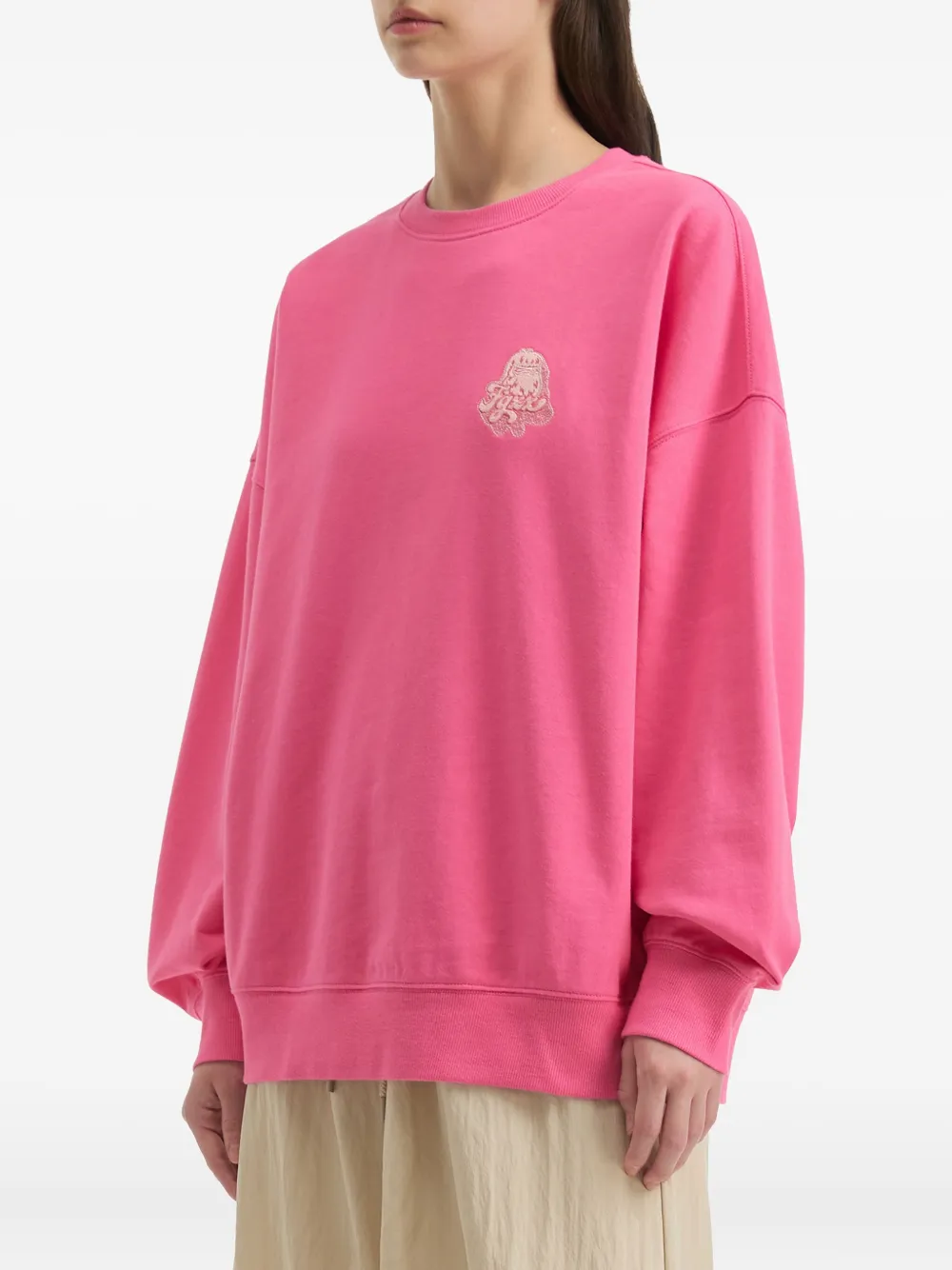 Fingercroxx Crew-neck Long-sleeve Sweatshirt In Pink