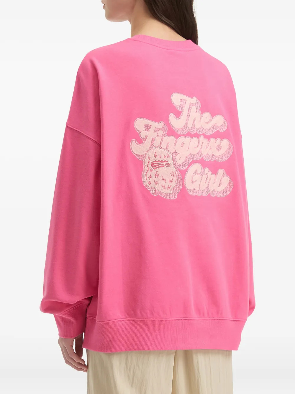 Fingercroxx Crew-neck Long-sleeve Sweatshirt In Pink