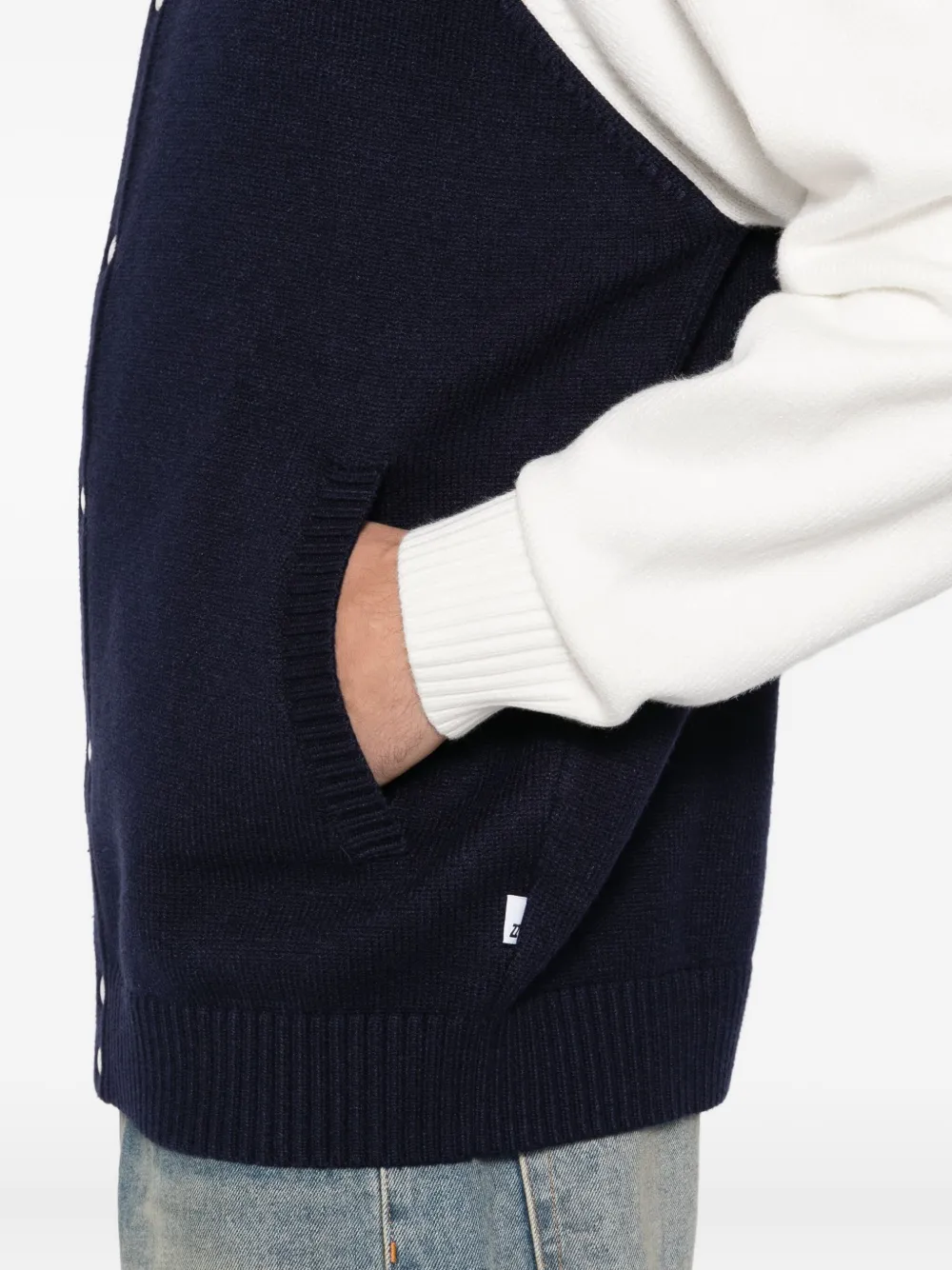 izzue Vest met geborduurde tekst Blauw