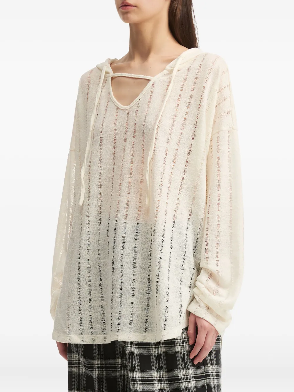 B+ab Hooded Striped Top In White