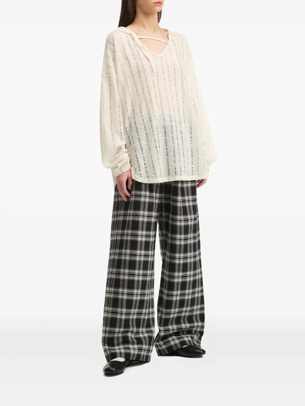 B+ab Hooded Striped Top In White