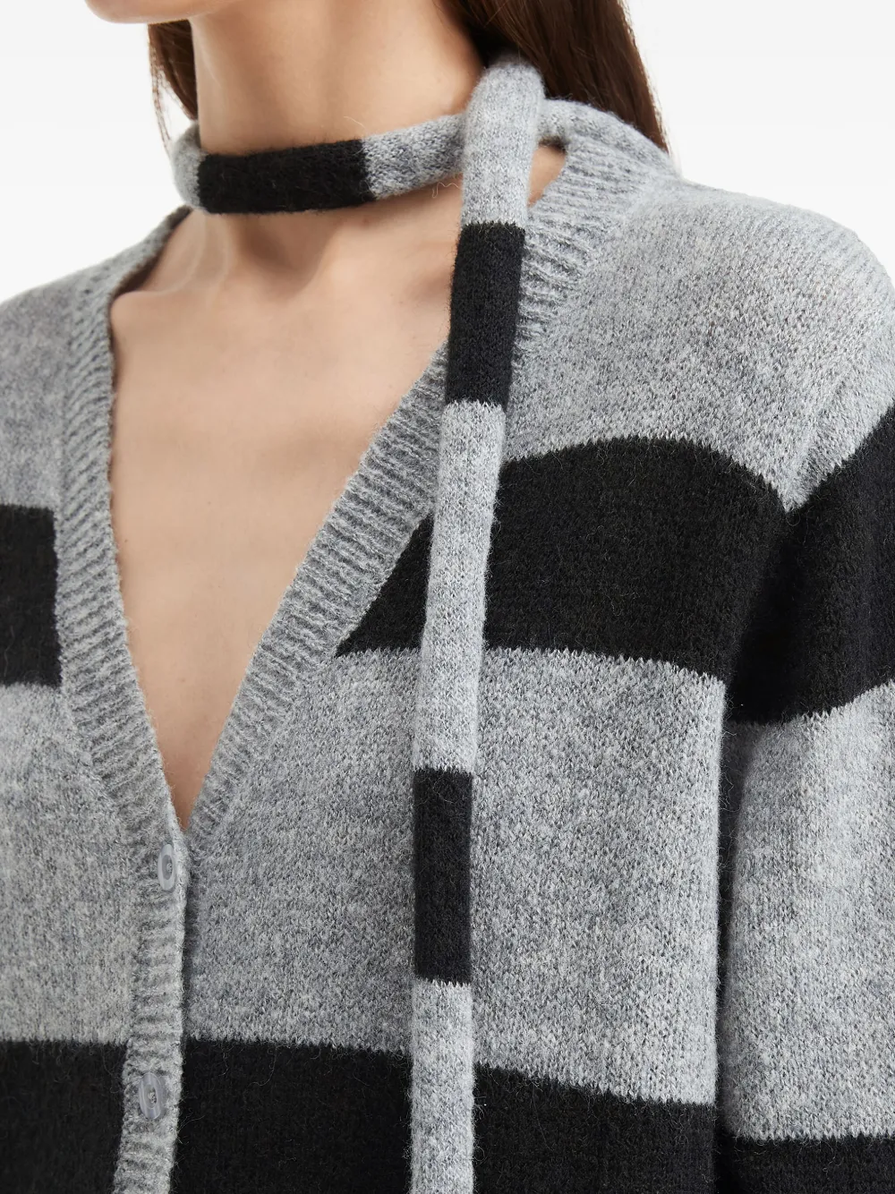 B+ab Striped Cardigan In Gray