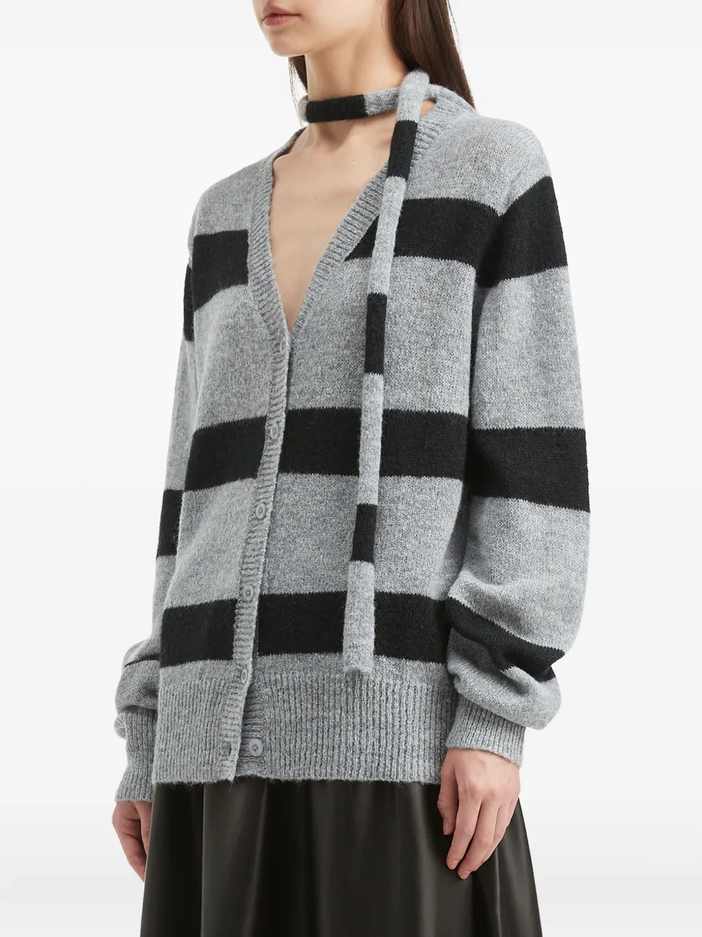 B+ab Striped Cardigan In Gray