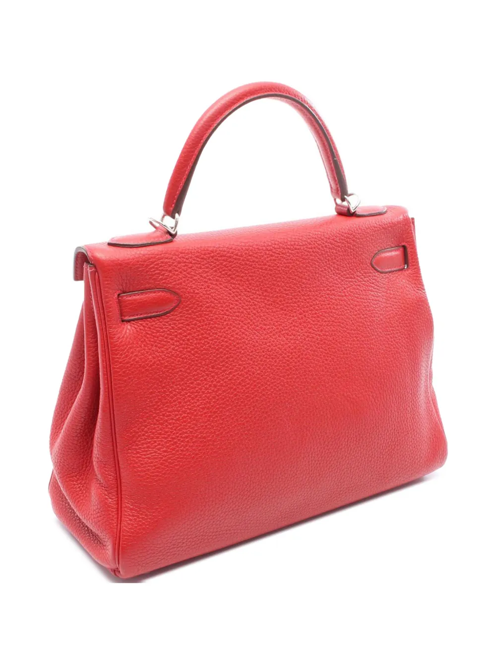 Pre-owned Hermes 2015 Clemence Kelly Ii Retourne 32 Satchel In Red