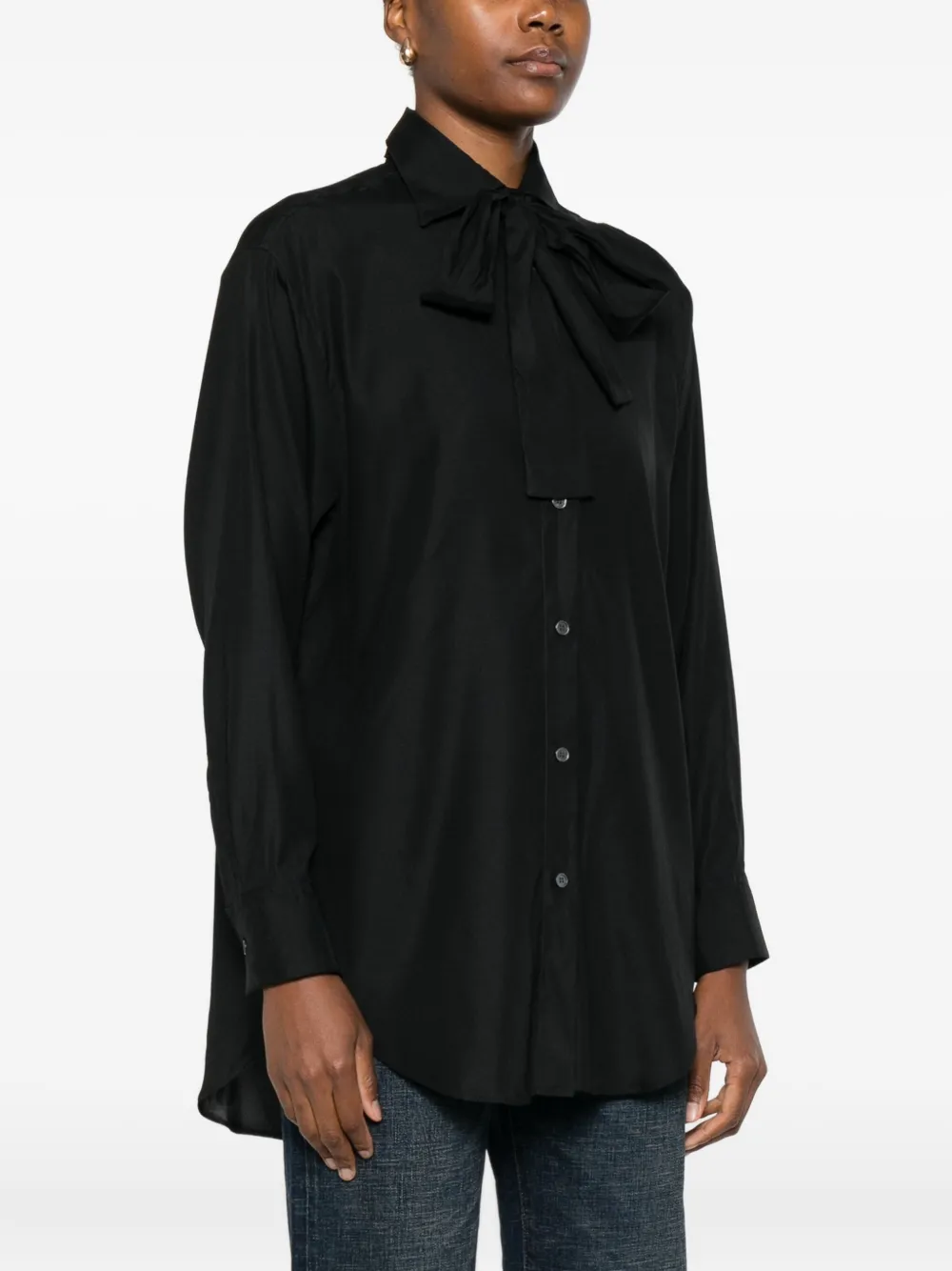 Archivio '67 Bow-detail Silk Shirt In Blue