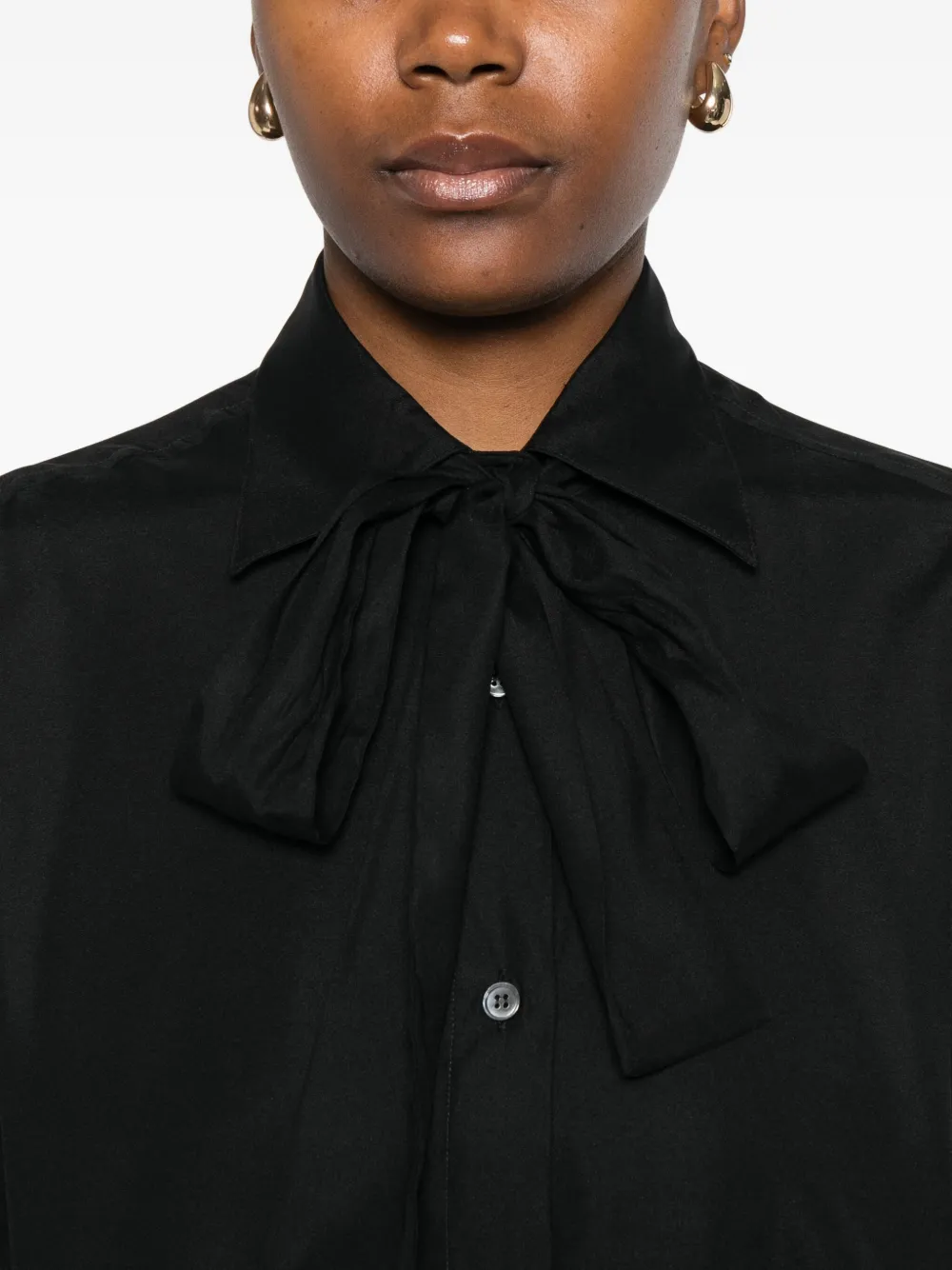 Archivio '67 Bow-detail Silk Shirt In Blue