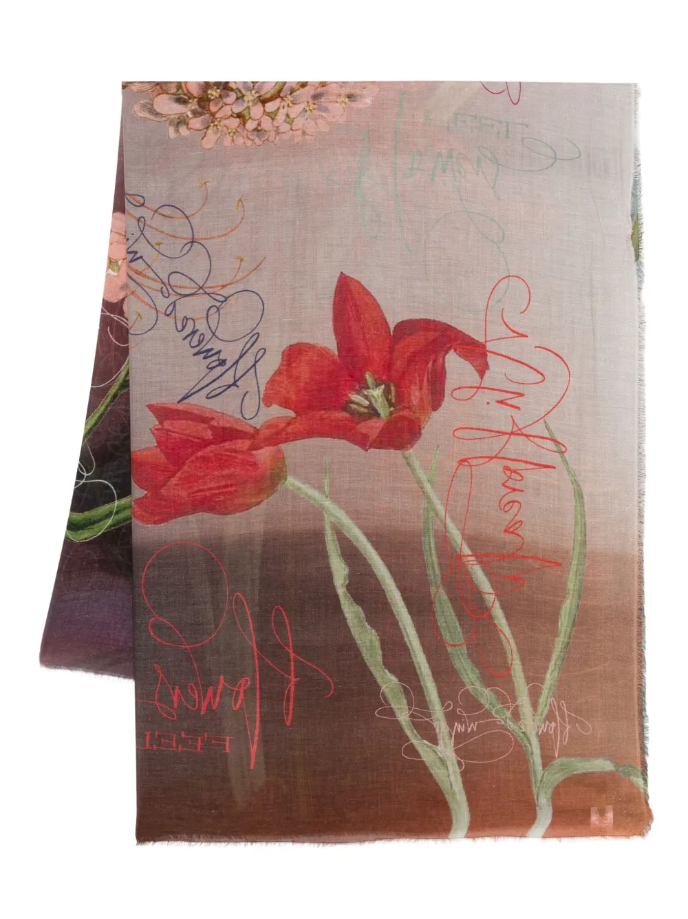 Faliero Sarti floral-print silk scarf - Rosso