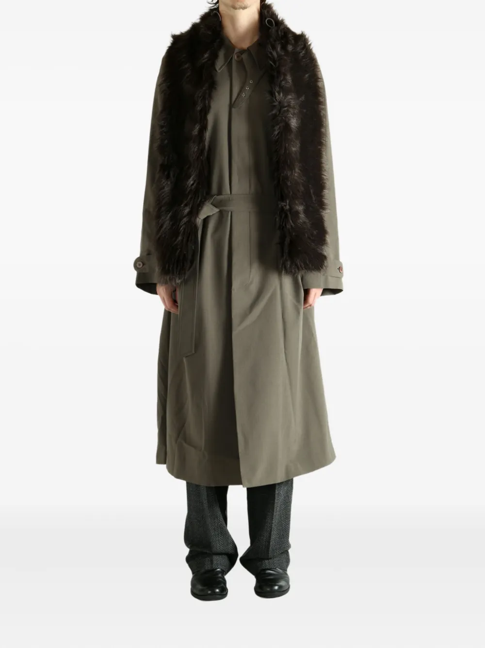 Magliano faux-fur panelled coat | Single Breasted Coats | Image 2