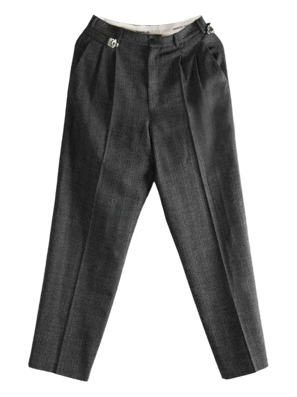 Magliano Regolatore pleated herringbone trousers | Black | Image 1
