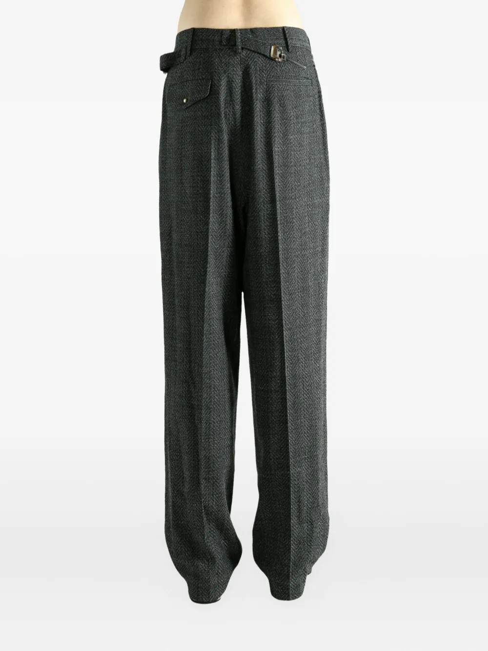 Magliano Regolatore Pleated Herringbone Trousers In Black