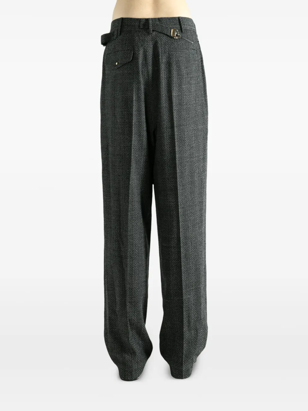 Magliano Regolatore pleated herringbone trousers Zwart