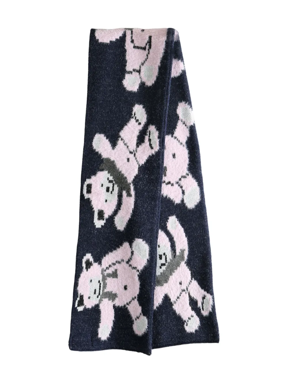 Magliano bear-embellishment wool scarf - ブルー Magliano bear-embellishment wool scarf - ブルー