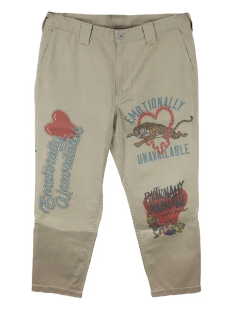 Emotionally Unavailable heart-tiger print trousers