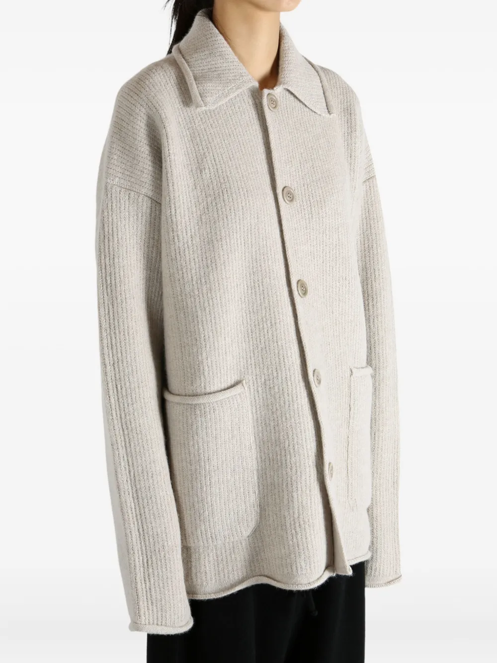 Casey Casey Rove Ribbed Wool Cardigan In White