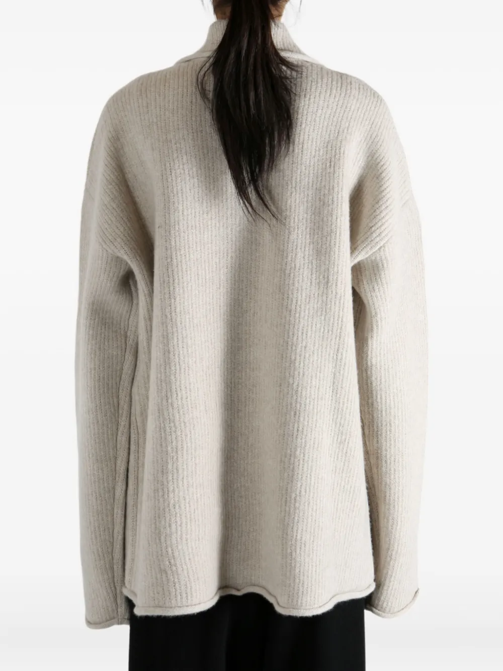 Casey Casey Rove Ribbed Wool Cardigan In White