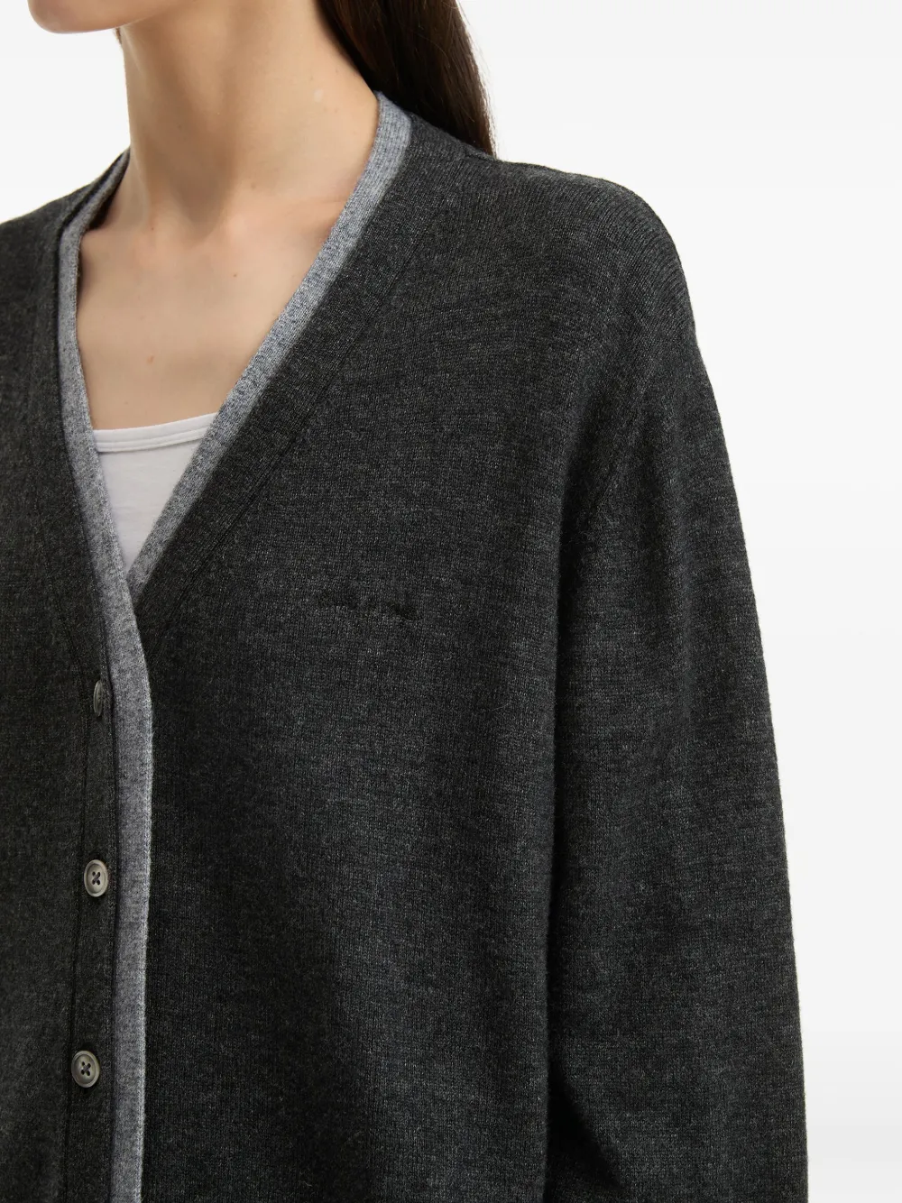 Tout A Coup Embroidered-logo Cardigan In Gray
