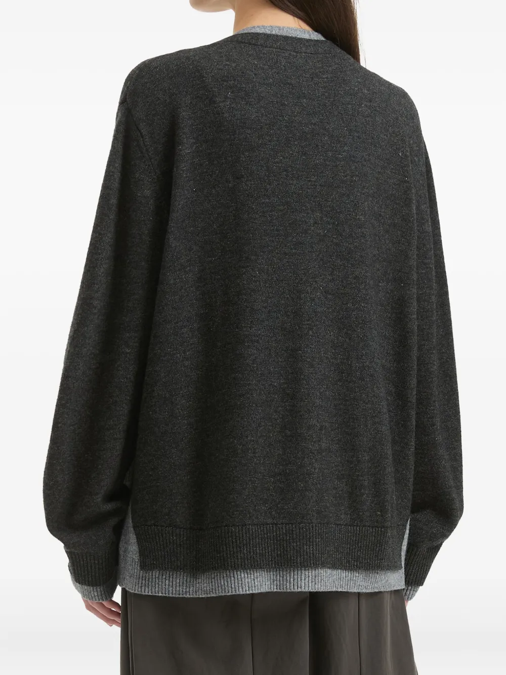 Tout A Coup Embroidered-logo Cardigan In Gray