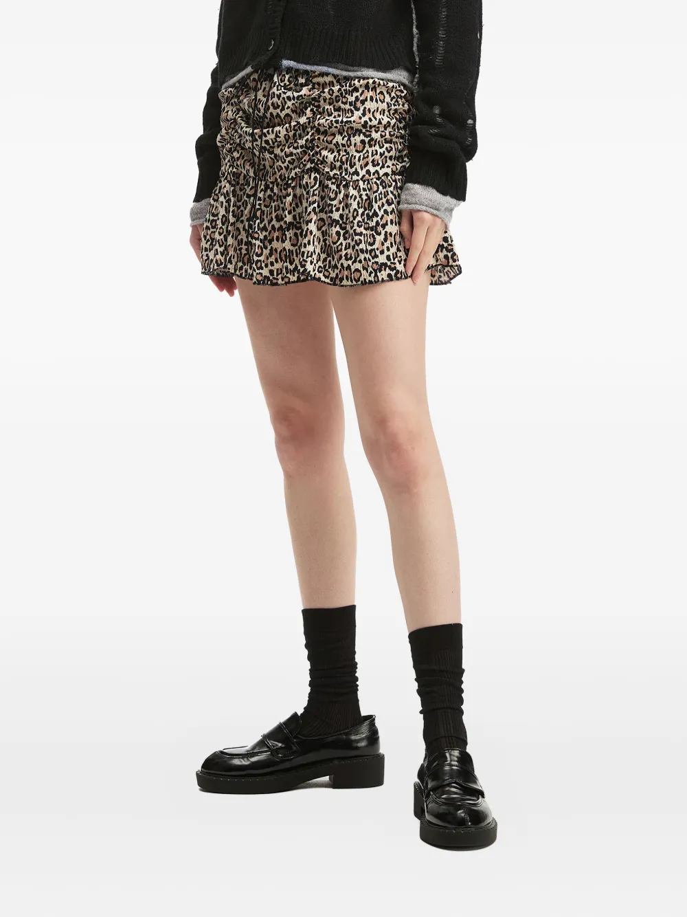 B+ab Leopard-print Ruffled Skirt In Neutral